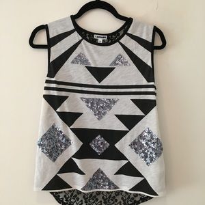 NWOT S Express Top w/ Sequins & Lace detail